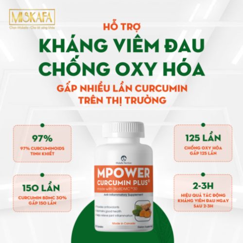 Viên uống hỗ trợ kháng viêm, giúp chống oxy hóa hiệu quả cao – Mpower Curcumin Plus [Nghệ]