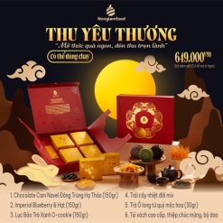 Bánh Trung Thu 2024 - Thu Yêu Thương (hộp Đỏ 3 bánh 1 trà 1 TCS) (kèm túi)