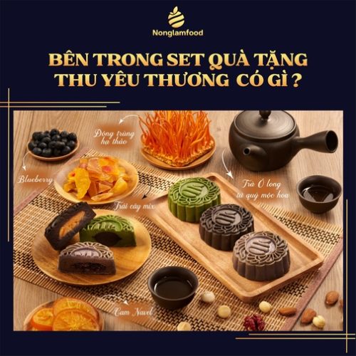 Bánh Trung Thu 2024 - Thu Yêu Thương (hộp Đỏ 3 bánh 1 trà 1 TCS) (kèm túi)