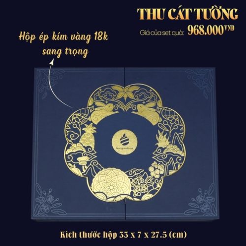 Bánh Trung Thu 2024 - Thu Cát Tường (hộp Xanh dương 4 bánh 1 trà) (kèm túi)